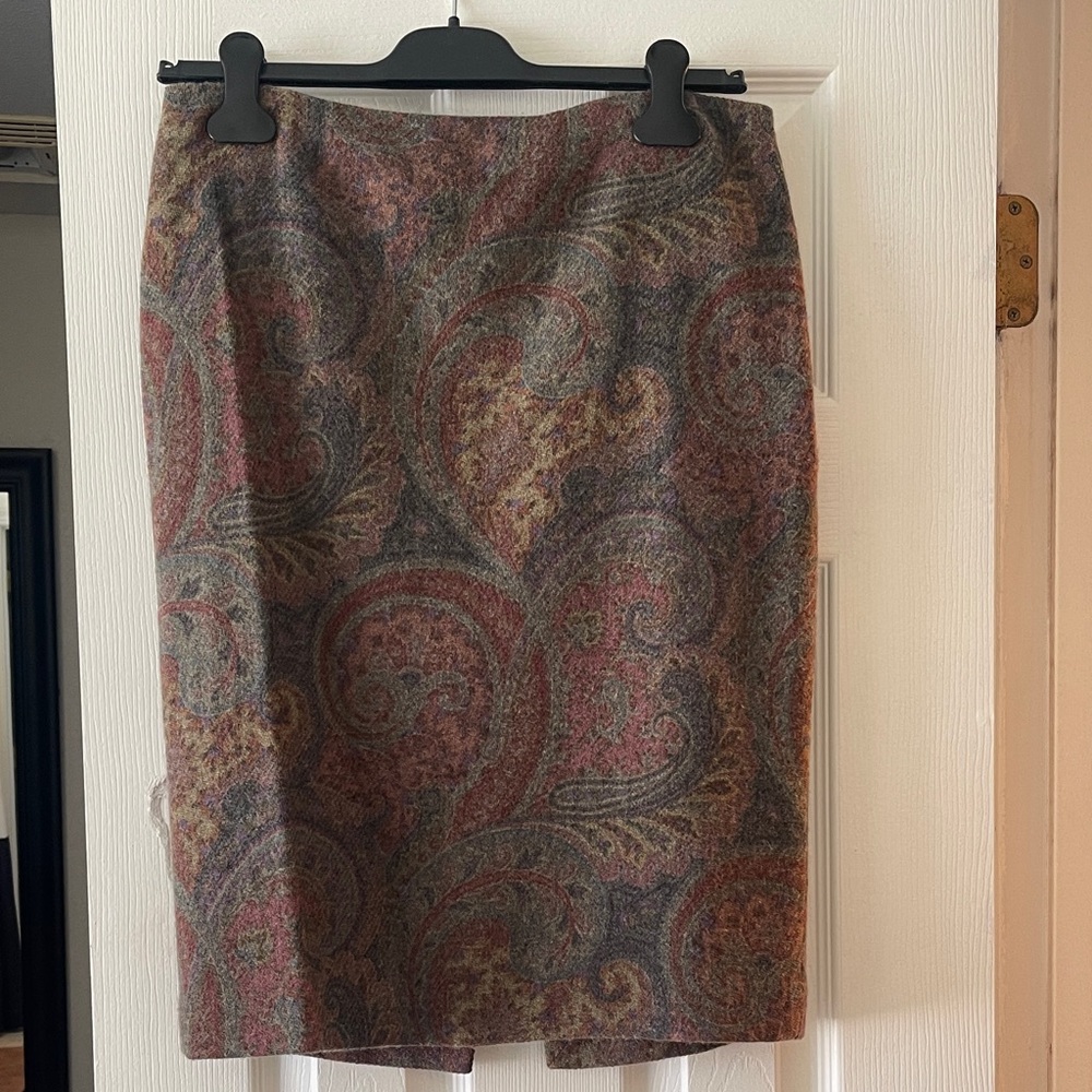 Ralph Lauren Paisley Pencil Skirt - Red and Gray Tones